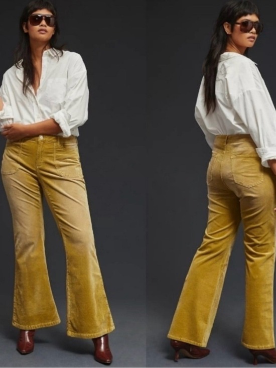 Pilcro Denim - Anthropologie PILCRO The Icon Low Rise Corduroy Chop Pocket Flare Jeans Sz 18W